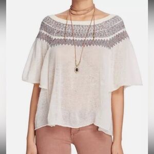 FREE PEOPLE Lock Lomand Off-The-Shoulder Sweater in Ivory